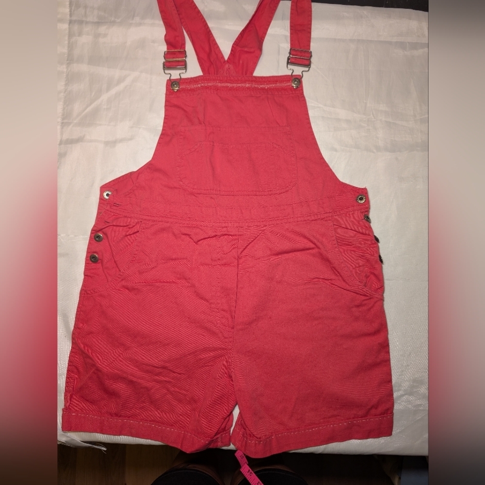 Pink Cotton Overalls With Embroidery